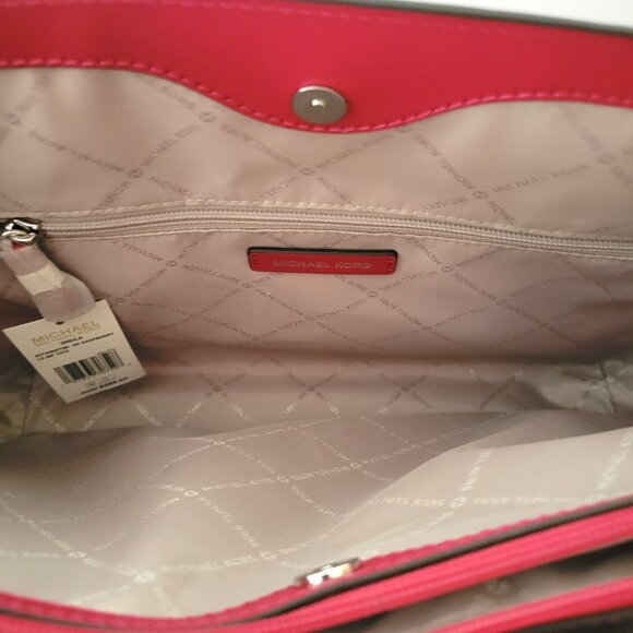 Michael Kors Sheila Large Multifunction Tote Shopper Handbag MK Logo Dark Raspbe - Picture 9 of 9